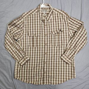 Duluth Trading Co Shirt Mens Large Brown Plaid Long Sleeve Cotton Pocket